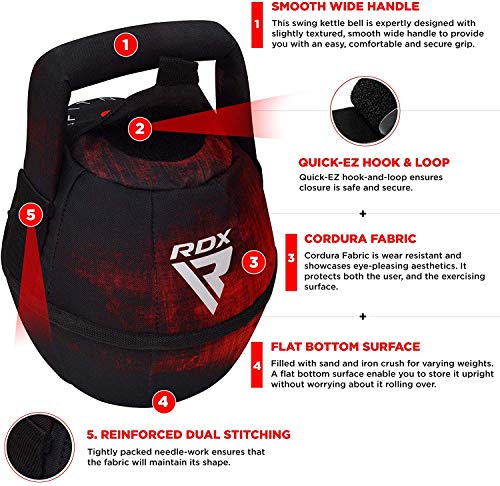 RDX Pesa Rusa Kettlebell Peso Swing Entrenamiento Front Squat Russian Sit-up Levantamiento de Pesas Bolsa de Arena Dumbells Muscular Equipos de Gimnasia para Yoga Ejercicio Deportivo 2kg a 10kg