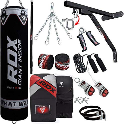 RDX Saco de Boxeo Relleno MMA Muay Thai Kick Boxing Artes Marciales con Soporte Pared Cadena Guantes 17PC 4FT 5FT Punching Bag