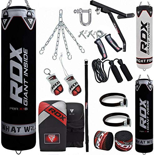 RDX Saco de Boxeo Relleno MMA Muay Thai Kick Boxing Artes Marciales con Soporte Pared Cadena Guantes 17PC 4FT 5FT Punching Bag