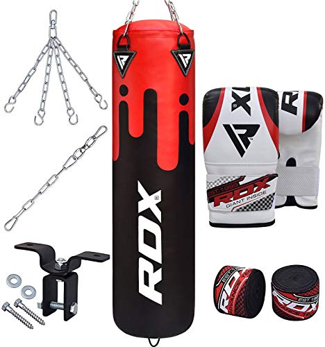 RDX Saco de Boxeo Relleno MMA Muay Thai Kick Boxing Artes Marciales con Soporte Pared Cadena Guantes 8PC 4FT 5FT Punching Bag