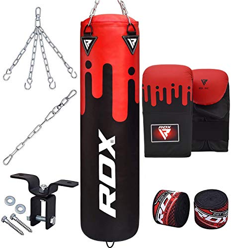 RDX Saco de Boxeo Relleno MMA Muay Thai Kick Boxing Artes Marciales con Soporte Pared Cadena Guantes 8PC 4FT 5FT Punching Bag