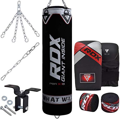 RDX Saco de Boxeo Relleno MMA Muay Thai Kick Boxing Artes Marciales con Soporte Pared Cadena Guantes 8PC 4FT 5FT Punching Bag