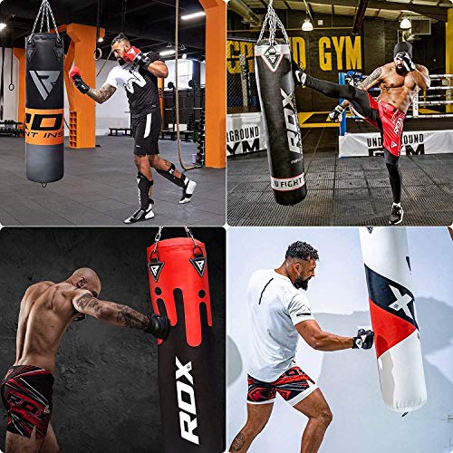 RDX Saco de Boxeo Relleno MMA Muay Thai Kick Boxing Artes Marciales con Soporte Techo Guantes Cadena 13PC 4FT 5FT Punching Bag