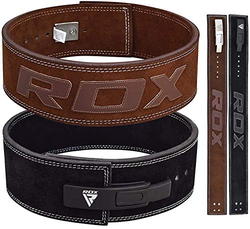 RDX WBL-4LN-L, Cuero Gimnasio Peso Cinturón Musculacion Entrenamiento Cinturones Pesas Levantamiento (Large)