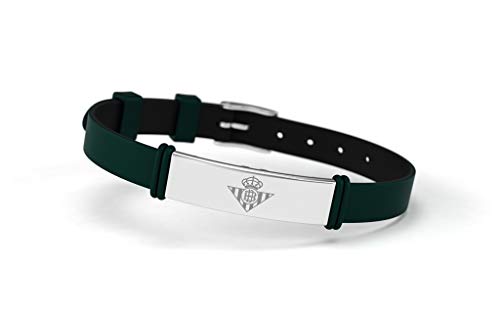 Real Betis Balompié Pulsera Fashion Escudo Ajustable para Hombre, Mujer y Niño | Pulsera de Silicona y Acero Inoxidable | Apoya Producto Oficial verdiblanco | RBB