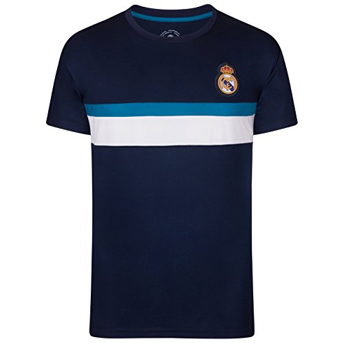 Real Madrid - Camiseta Oficial para Entrenamiento - para Hombre - Poliéster - Azul Marino - L