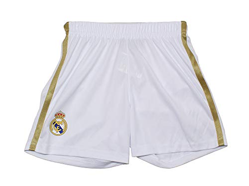 Real Madrid Conjunto Camiseta y Pantalón Primera Equipación Infantil Producto Oficial Licenciado Temporada 2019-2020 Color Blanco Sin Dorsal (Blanco, Talla 12)