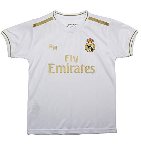 Real Madrid Conjunto Camiseta y Pantalón Primera Equipación Infantil Producto Oficial Licenciado Temporada 2019-2020 Color Blanco Sin Dorsal (Blanco, Talla 6)