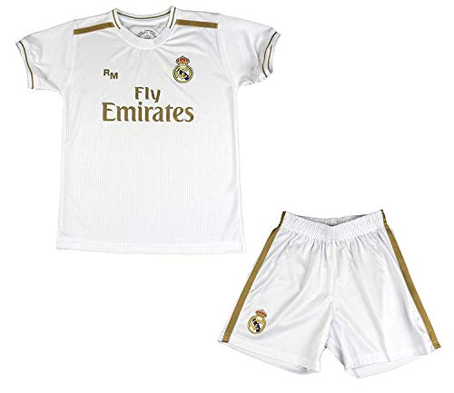 Real Madrid Conjunto Camiseta y Pantalón Primera Equipación Infantil Sergio Ramos Producto Oficial Licenciado Temporada 2019-2020 Color Blanco (Blanco, Talla14)