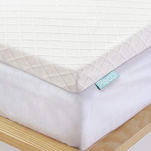 RECCI - 4CM Topper Colchón de Espuma 135x190cm, Topper Viscoelástica con Alivio de la Presión, Sobrecolchón Hipoalergénico de Bambú - Extraíble y Lavable en Lavadora, CertiPUR-EU (135 x 190 x 4cm)