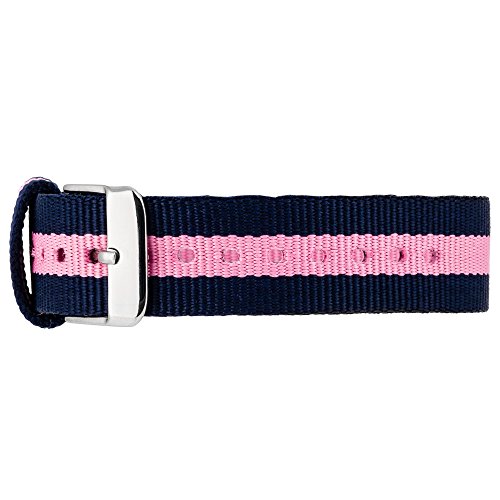 RE:CRON Mujeres Pulsera de Reloj Nylon con Acero Inoxidable Hebilla 18 mm Ancho Compatible con Relojes de Daniel Wellington - Azul obscuro y Rosa