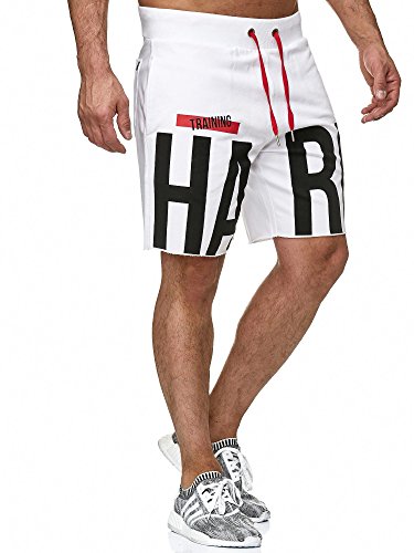 Red Bridge Pantalón Corto Casual de Verano para Hombre Impresión Bermuda Shorts Blanco