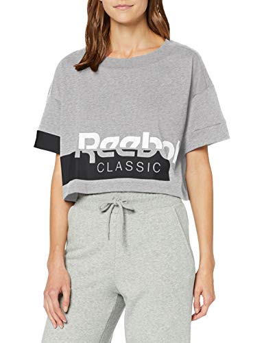 Reebok AC Cropped tee Camiseta, Mujer, brgrin/Blanco, L