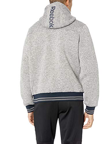 Reebok Active - Sudadera de forro polar para hombre, Hombre, Chaqueta con forro, O_RB408H, Detalle impreso en capucha gris jaspeado, xx-large