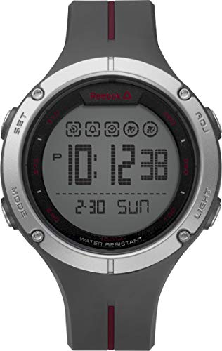 REEBOK Baseline Digital Gris Hombres Reloj, 48 mm Caso, ABS Caso, Gris PU Correa, Gris/Negro Digits Dial (RD-BAS-G9-PAIA-WR)