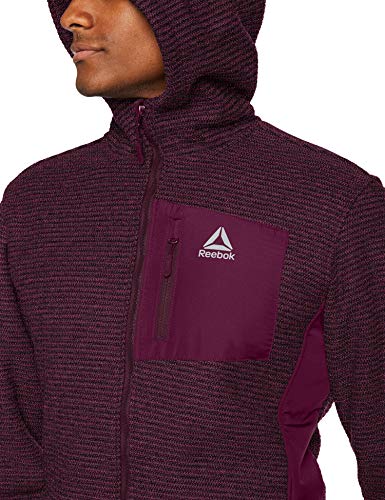 Reebok Boat Rib Active - Chaqueta de forro polar para hombre, Boat Rib Active - Chaqueta de forro polar, Hombre, color Merlot con capucha, tamaño large