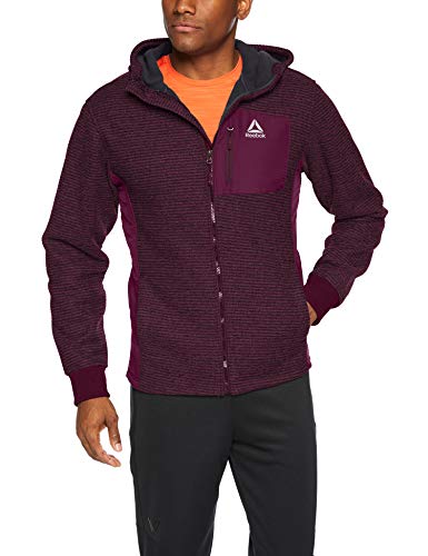 Reebok Boat Rib Active - Chaqueta de forro polar para hombre, Boat Rib Active - Chaqueta de forro polar, Hombre, color Merlot con capucha, tamaño large