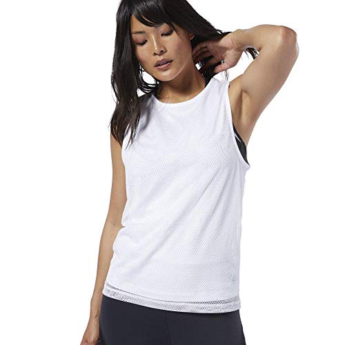 Reebok C Performance Tank Camiseta Sin Mangas, Mujer, White, S