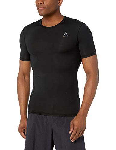 Reebok - Camiseta de compresión de Manga Corta para Hombre, Camiseta de compresión de Manga Corta para Entrenamiento, Hombre, Color Negro, tamaño Extra-Large