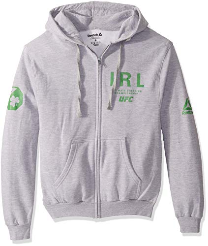 Reebok - Camiseta de Manga Corta con Capucha para Hombre, diseño de Irlanda, UFC, UFC Country Pride Irlanda Camiseta de Manga Corta, Hombre, Color Gris, tamaño Medium