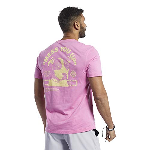 Reebok CF Mess You Up Graphic tee Camiseta de Manga Corta, Hombre, Posh Pink, 2XL