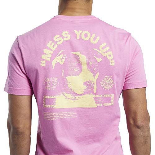 Reebok CF Mess You Up Graphic tee Camiseta de Manga Corta, Hombre, Posh Pink, 2XL