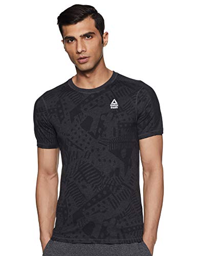 Reebok CF Move tee-Print Camiseta de Manga Corta, Hombre, Black Melange, L