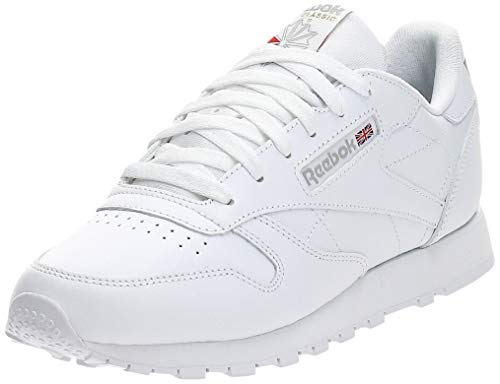 Reebok CL LTHR 2232 - Zapatillas de deporte de cuero para mujer, color blanco, talla 37