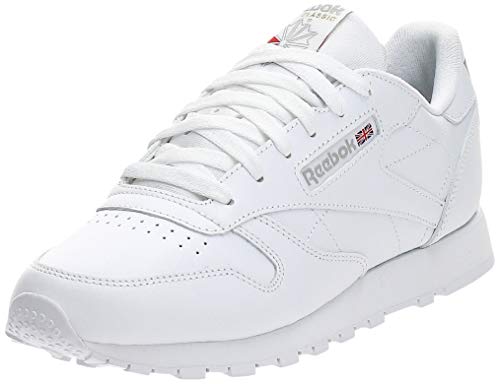 Reebok CL LTHR 2232 - Zapatillas de deporte de cuero para mujer, color blanco, talla 40.5