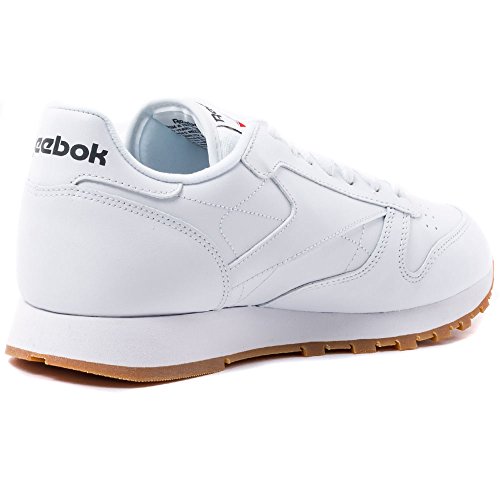 Reebok Classic Leather - Zapatillas de cuero para hombre, color blanco (white / gum 2), talla 38.5