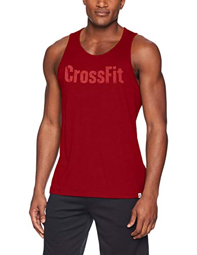 Reebok Crossfit Logo Camiseta sin Mangas para Hombre, para Hombre, Camiseta de Tirantes Anchos, ARMKS18050, Magma Rica, Extra-Large