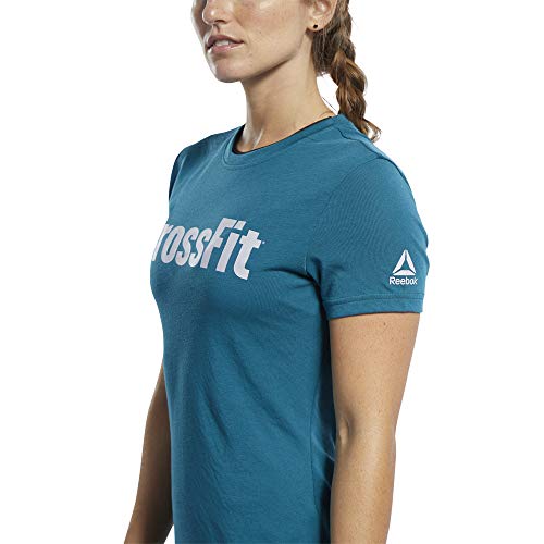 Reebok Crossfit Rd Camiseta de Manga Corta, Mujer, Azul (Heritage Teal), L