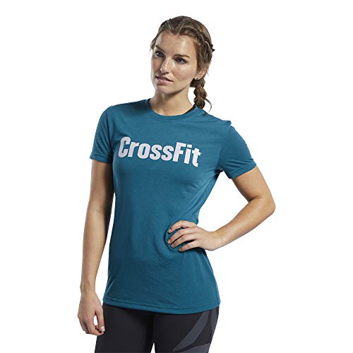 Reebok Crossfit Rd Camiseta de Manga Corta, Mujer, Azul (Heritage Teal), L