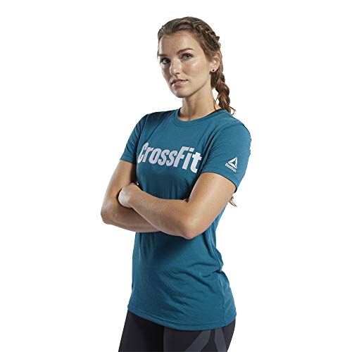 Reebok Crossfit Rd Camiseta de Manga Corta, Mujer, Azul (Heritage Teal), L