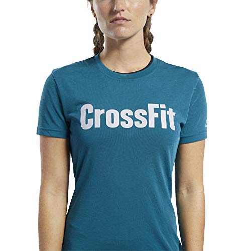 Reebok Crossfit Rd Camiseta de Manga Corta, Mujer, Azul (Heritage Teal), L