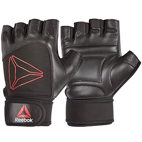 Reebok Guantes de elevación, Negro/Rojo, M-19-20 cm (Alrededor de la Palma)