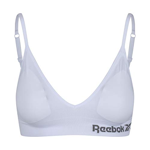 Reebok Justine Sujetador sin Costuras, Mujer, Blanco, Large