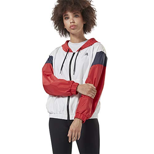 Reebok Linear Logo Windbreaker Chaqueta, Mujer, Blanco, L