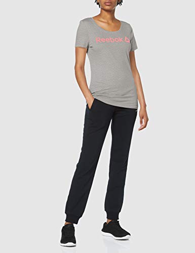 Reebok Linear Read Scoop Neck Camiseta, Mujer, Medium Grey Heather/Stellar Pink, S