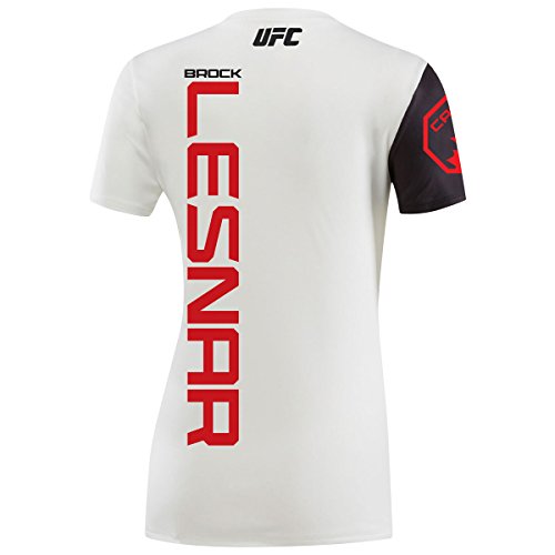 Reebok Maillot de entrenamiento UFC Brock Lesnar de combate femenino - Peque?o - Blanco / Rojo