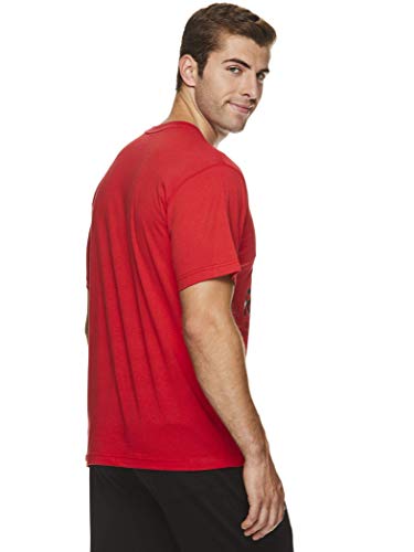 Reebok Men's Graphic Workout Tee - Short Sleeve Gym & Training Activewear T Shirt - Snowcrash Racing Red, Small