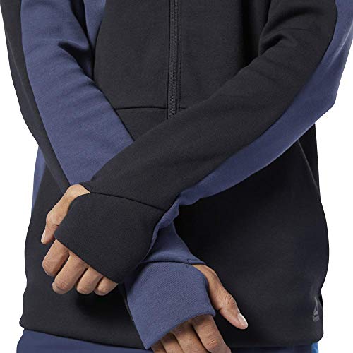 Reebok Ost Blocked FZ Hoodie Hombre, Black/Heritage Navy, M