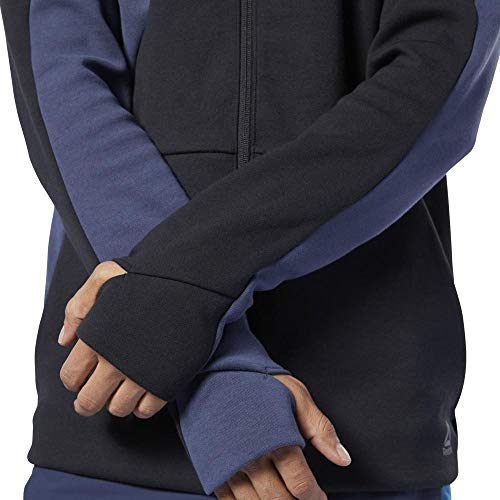 Reebok Ost Blocked FZ Hoodie Hombre, Black/Heritage Navy, M