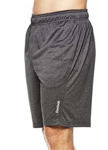 Reebok Pantalones cortos con cordón para hombre – Athletic Running & Workout Short – Charcoal Fireball Gris, Grande