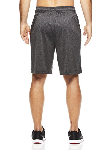 Reebok Pantalones cortos con cordón para hombre – Athletic Running & Workout Short – Charcoal Fireball Gris, Grande