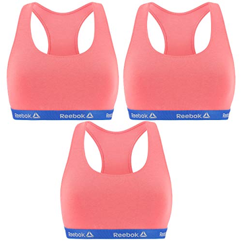 Reebok PK1596 Talla M: Pack de 3 Top Deportivo para Mujer Rosa-95% algodón 5% Elastano, Rosa