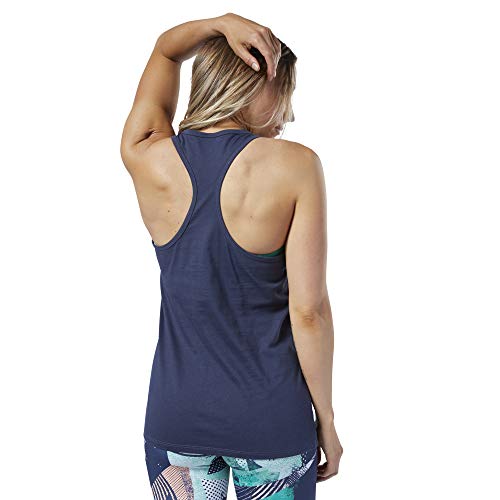 Reebok RC Print Fill Logo Tank Camiseta Sin Mangas, Mujer, Heritage Navy, XS