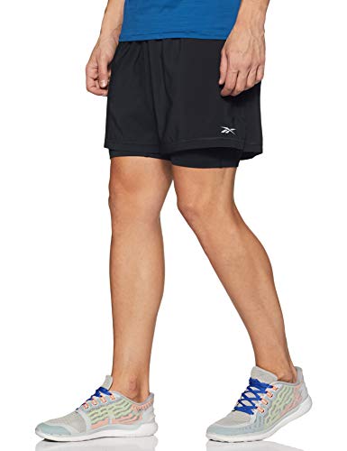 Reebok Re 2-1 Short Pantalón Corto, Hombre, Negro, S