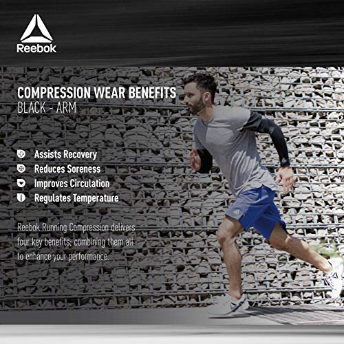 Reebok Running Mangas de Compresion, Pequeña (Bíceps 20 - 30 cm)