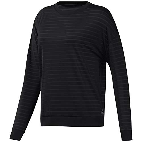 Reebok S Mesh Longsleeve Camiseta Manga Larga, Mujer, Black